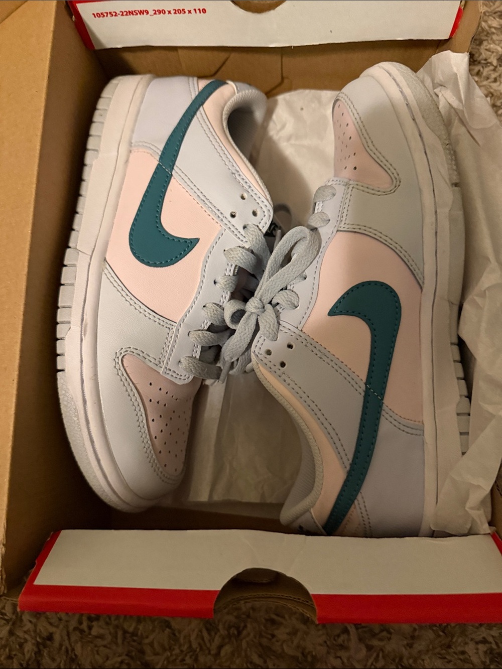 Nike Kids Sneakers in White, Light Pink & Teal